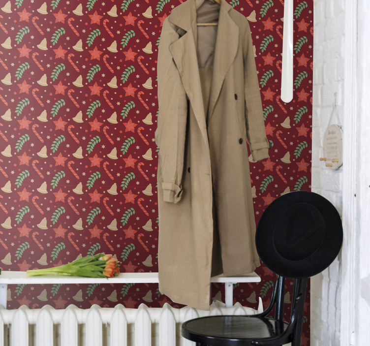 Carta da parati natalizia modello di caramella jumbo - TenStickers