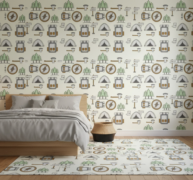 Carta da parati camera ciotola da campeggio bussola accetta - TenStickers