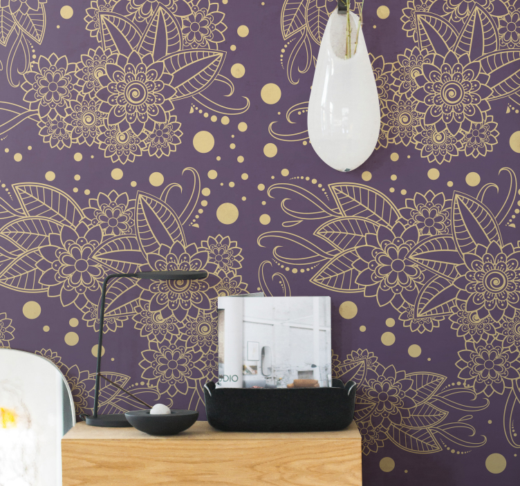 Carta da parati camera da letto decorazioni floreali paisley - TenStickers
