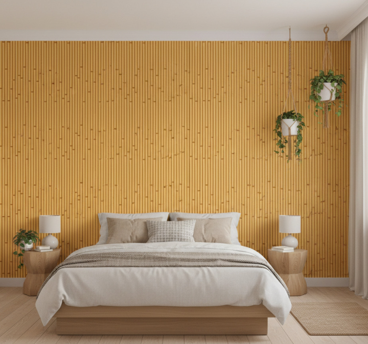 Carta da parati camera da letto effetto bamboo japandi - TenStickers