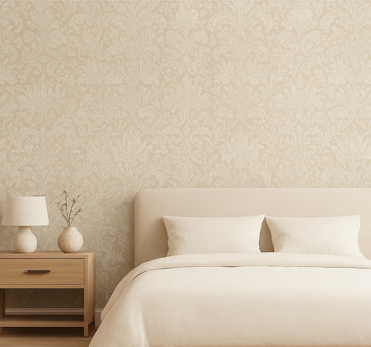 Carta da parati camera da letto florale beige classico - TenStickers