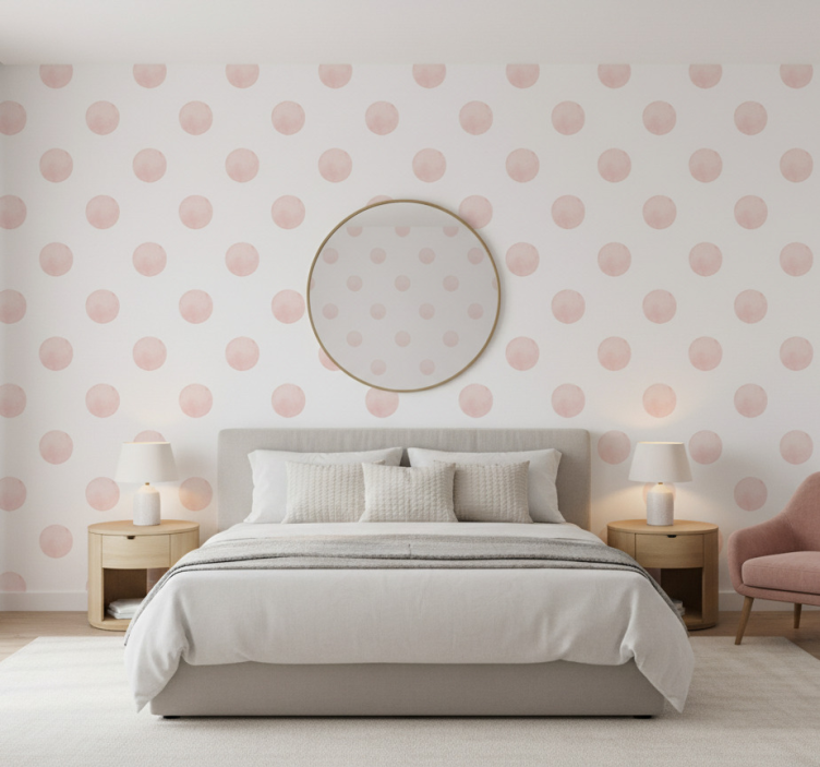 Carta da parati camera da letto pois acquarello rosa - TenStickers