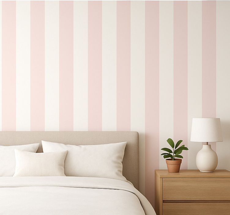 Carta da parati camera da letto strisce rosa soft - TenStickers