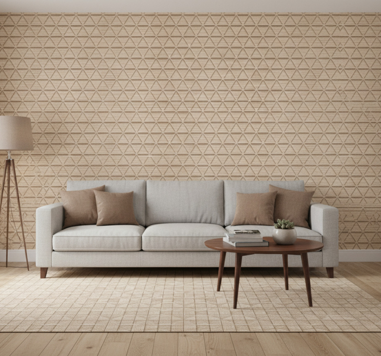 Carta da parati camera effetto legno triangoli geometrici - TenStickers