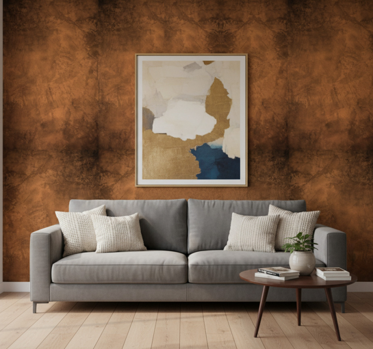 Carta da parati camera motivo rettangolare marrone rustico - TenStickers