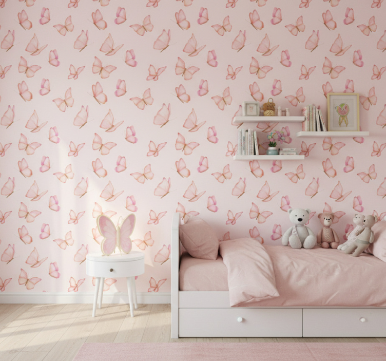 Carta da parati cameretta motivo rosa - TenStickers