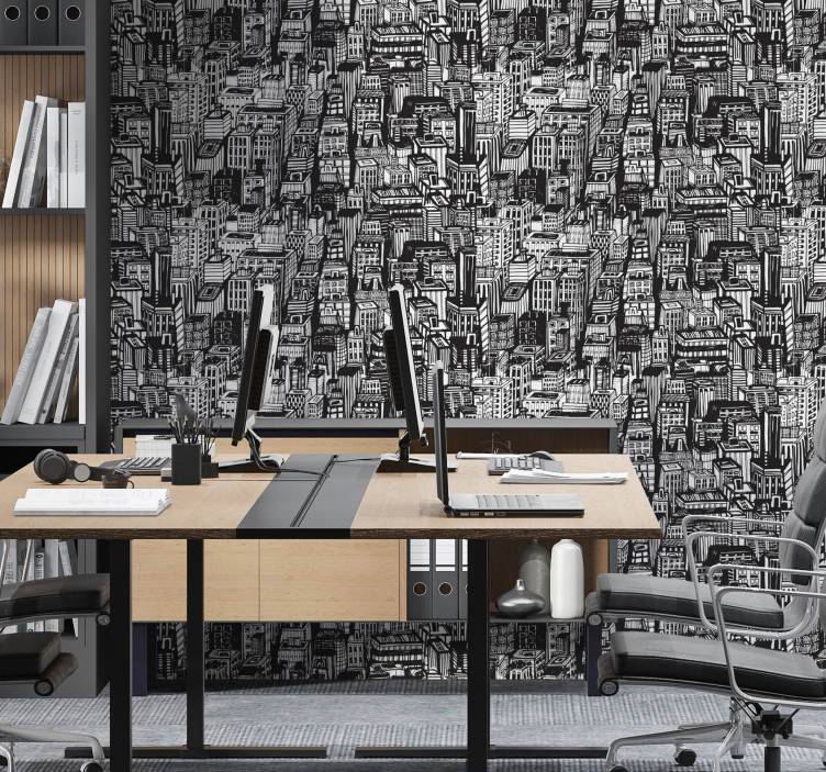 Carta da parati città caos dello schizzo urbano - TenStickers