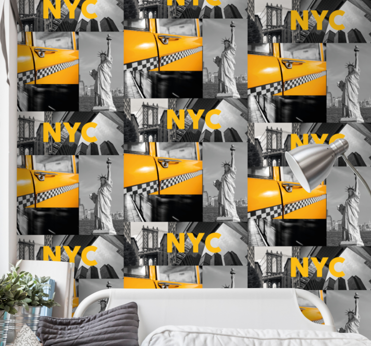 Carta da parati città collage urbano - TenStickers