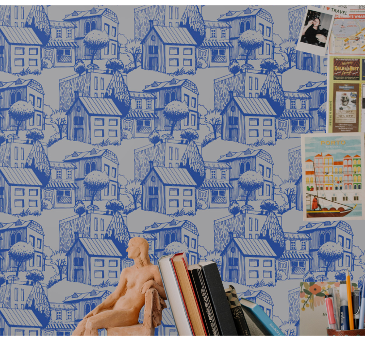 Carta da parati città illustrazione di schizzo urbano - TenStickers