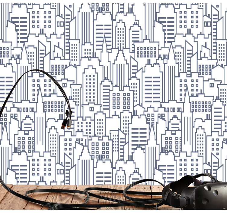 Carta da parati città sagome di skyline urbano - TenStickers