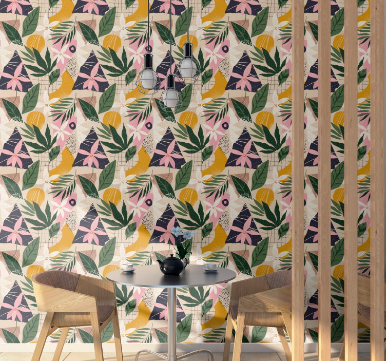 Carta da parati natura modello di flora tropicale - TenStickers