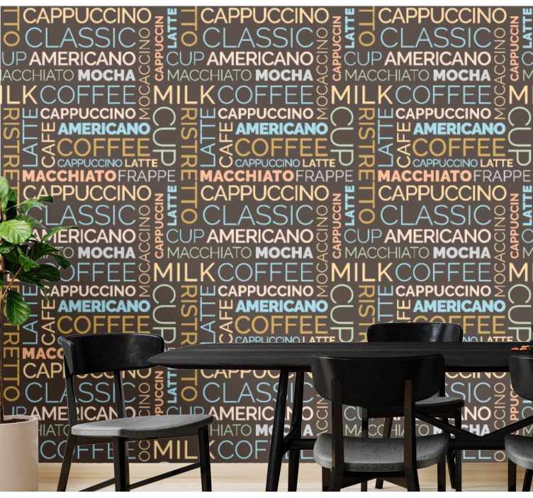 Carta da parati con scritte tipografia del caffè - TenStickers