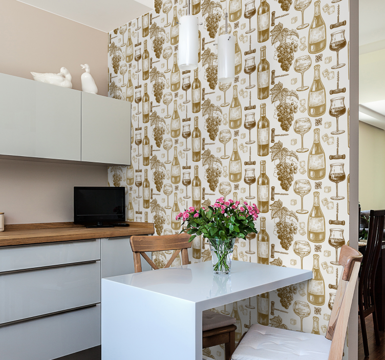 carta da parati cucina arte della bottiglia di vino - TenStickers