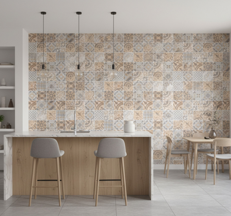 Carta da parati cucina cemento arancione - TenStickers