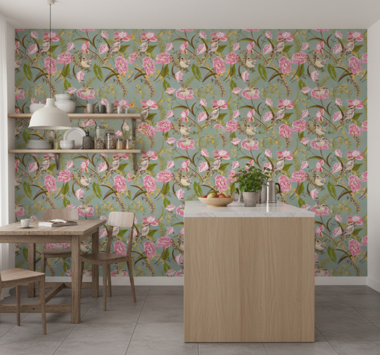 Carta da parati cucina fiori - TenStickers