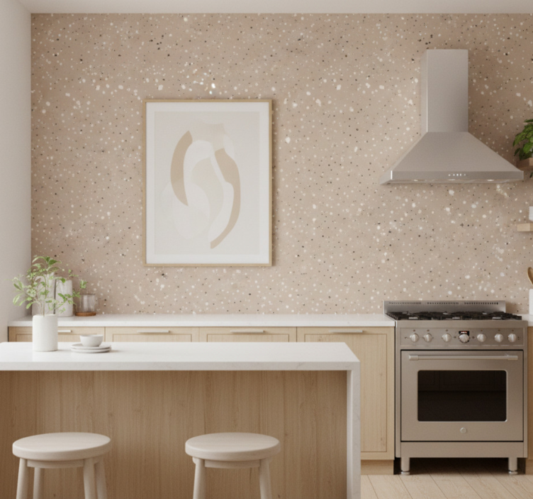 Carta da parati cucina texture terrazzo beige - TenStickers