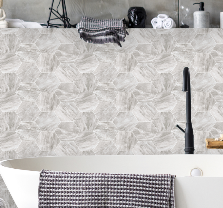 Carta da parati effetto marmo motivo a piastrelle esagonali - TenStickers