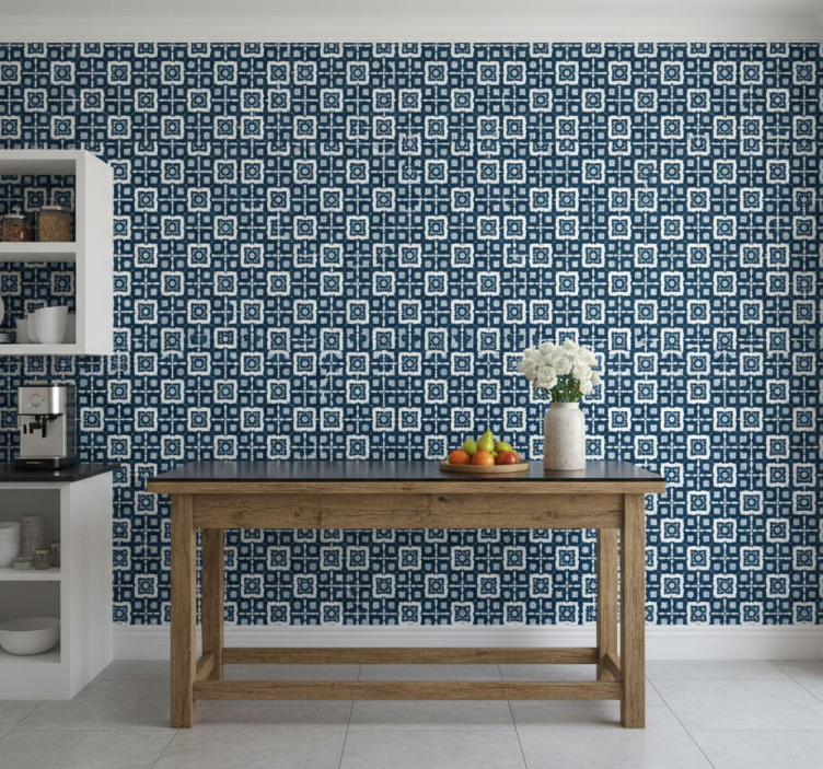 Carta da parati effetto piastrelle mosaico blu e bianco - TenStickers
