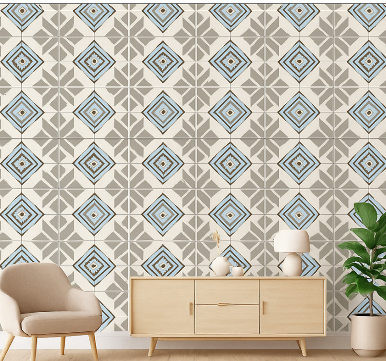 Carta da parati effetto piastrelle stelle blu - TenStickers