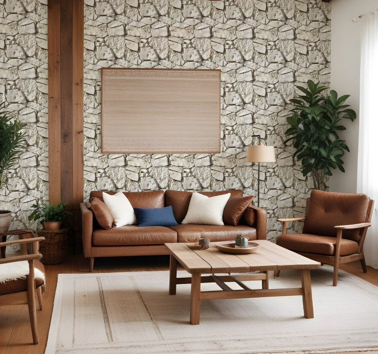 Carta da parati effetto pietra beige chiaro - TenStickers