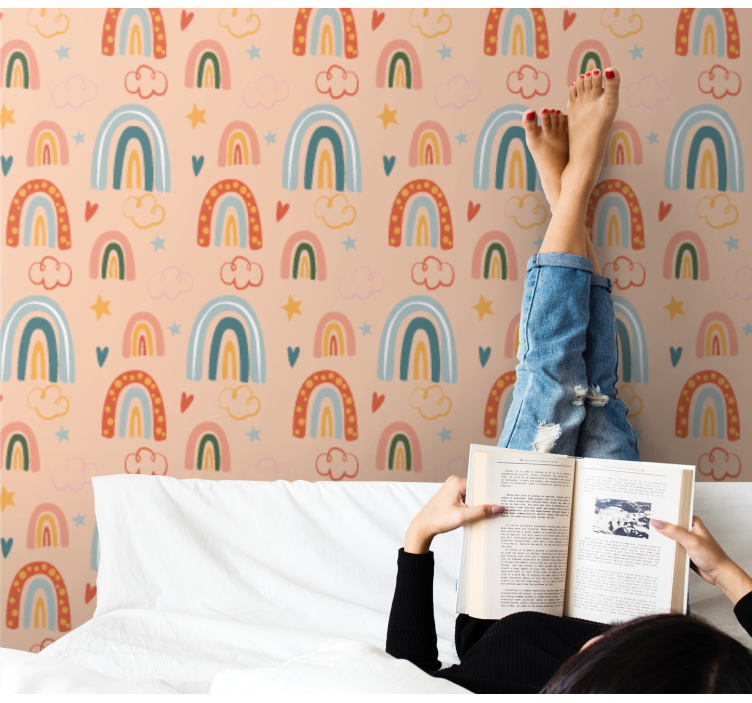 Carta da parati camera ragazzi paesaggio da sogno arcobaleno - TenStickers