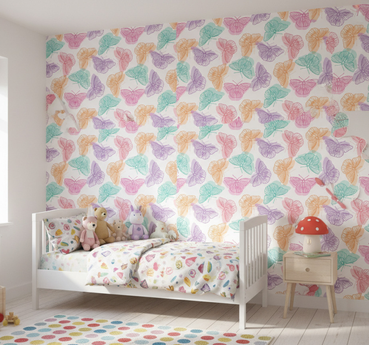 Carta da parati farfalle silhouette colorate - TenStickers