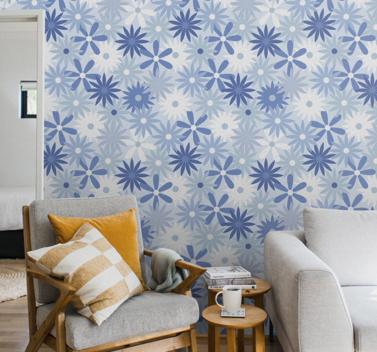 Carta da parati fiori fusione geometrica floreale - TenStickers