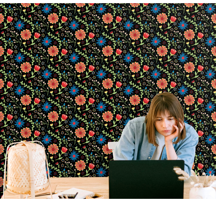 Carta da parati floreale accento con motivi floreali - TenStickers