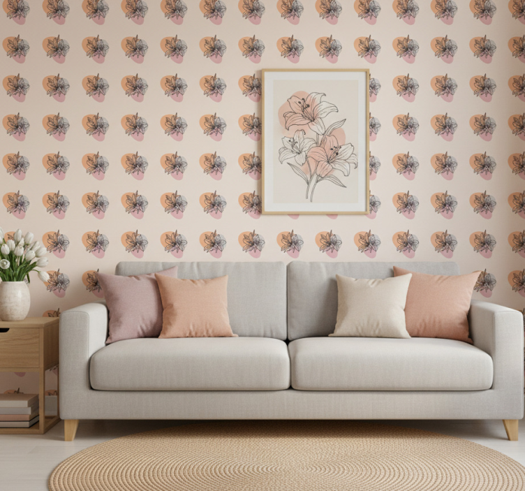 Carta da parati floreale coppia di fiori minimalista - TenStickers