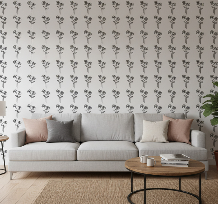 Carta da parati floreale coppia di rose design minimalista - TenStickers