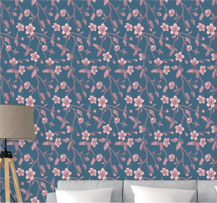 Carta da parati floreale fiori di ramo rosa - TenStickers