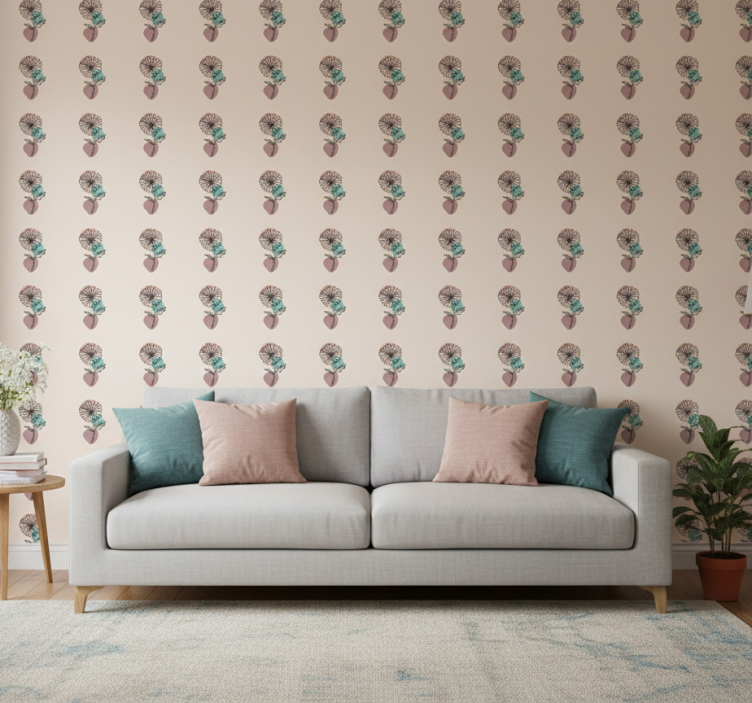 Carta da parati floreale design lineare margherita - TenStickers