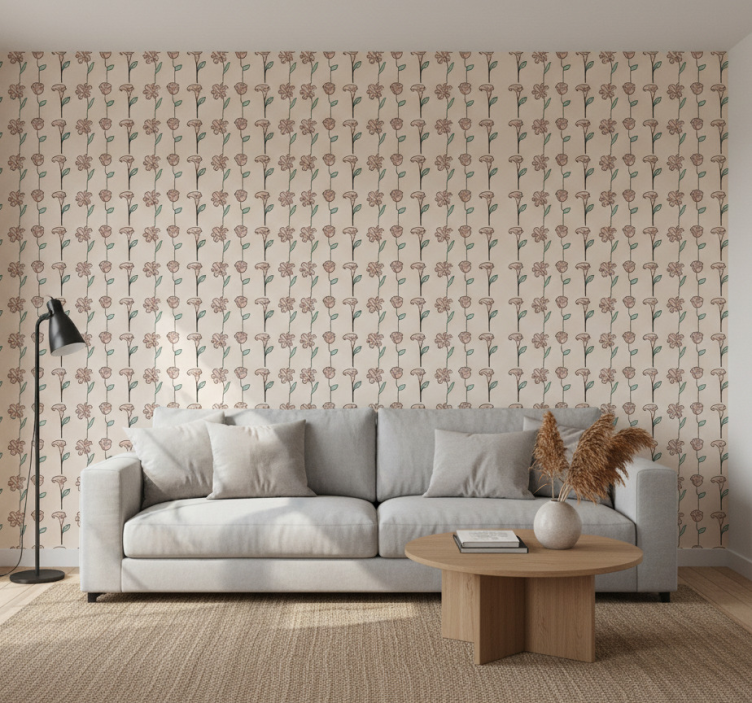 Carta da parati floreale design originale minimalista - TenStickers