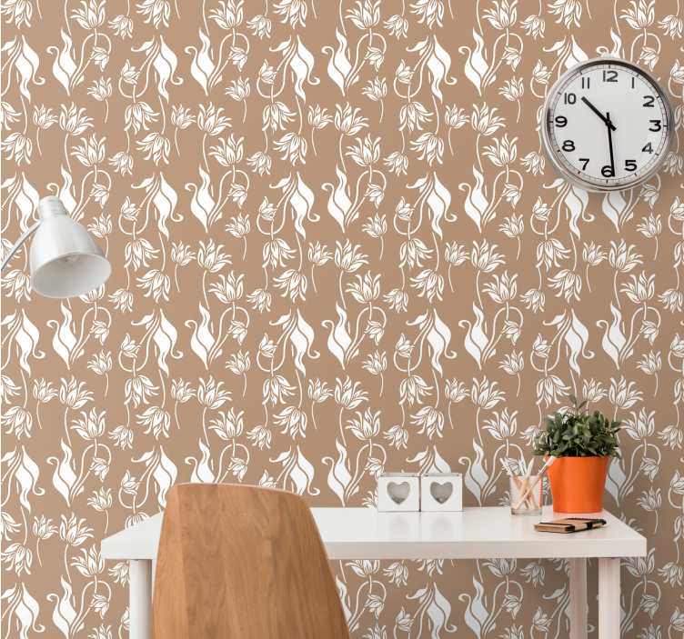 Carta da parati floreale elegante espositore beige - TenStickers