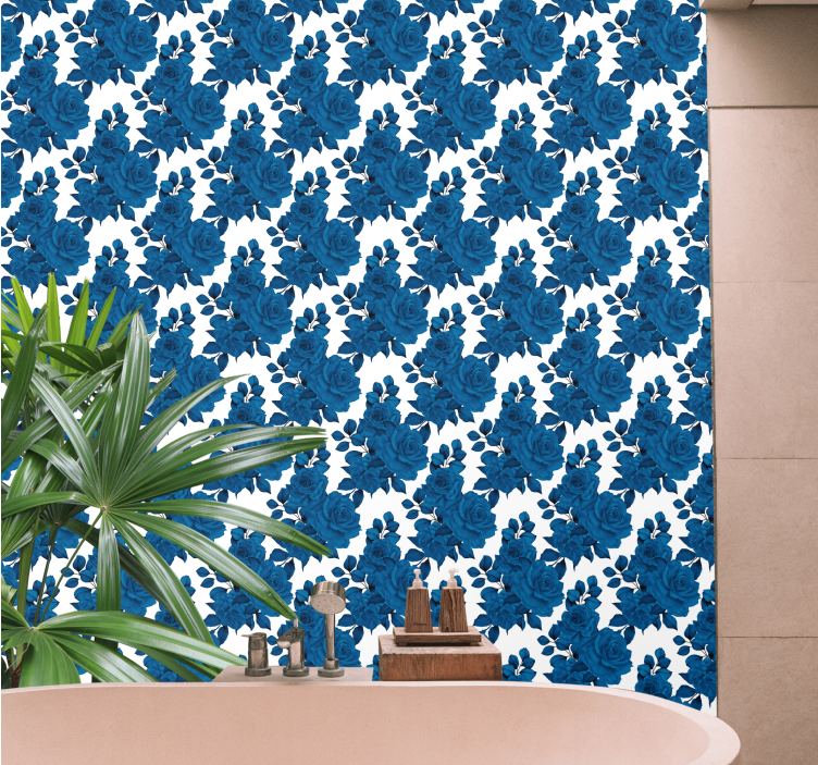 Carta da parati floreale fiore di rosa blu - TenStickers