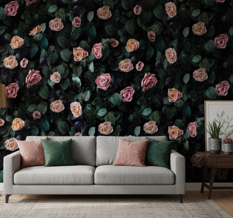 Carta da parati floreale fiori di rosa rossa - TenStickers