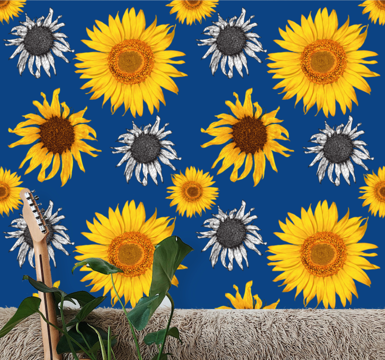 Carta da parati floreale insieme di girasoli - TenStickers