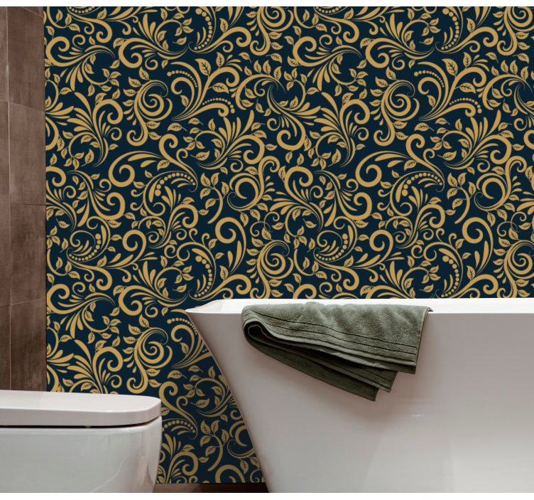 Carta da parati floreale motivo a foglie ornate - TenStickers