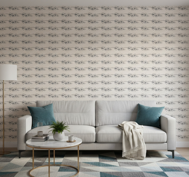 Carta da parati floreale orchidee arte lineare - TenStickers