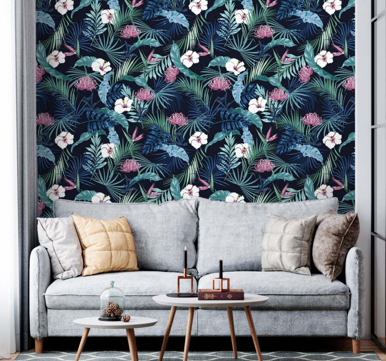 Carta da parati floreale scena floreale tropicale - TenStickers