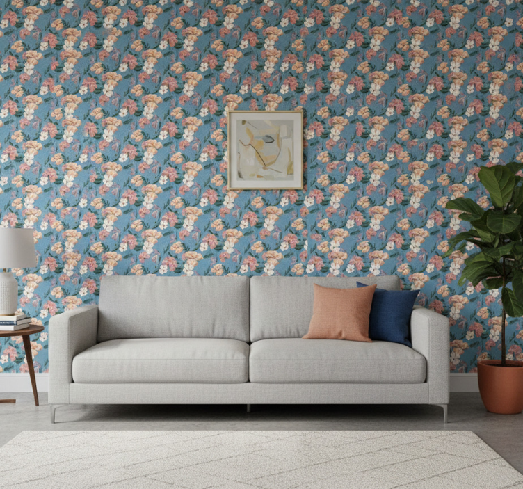 Carta da parati floreale stampa fiori 'ziedi jeans' - TenStickers