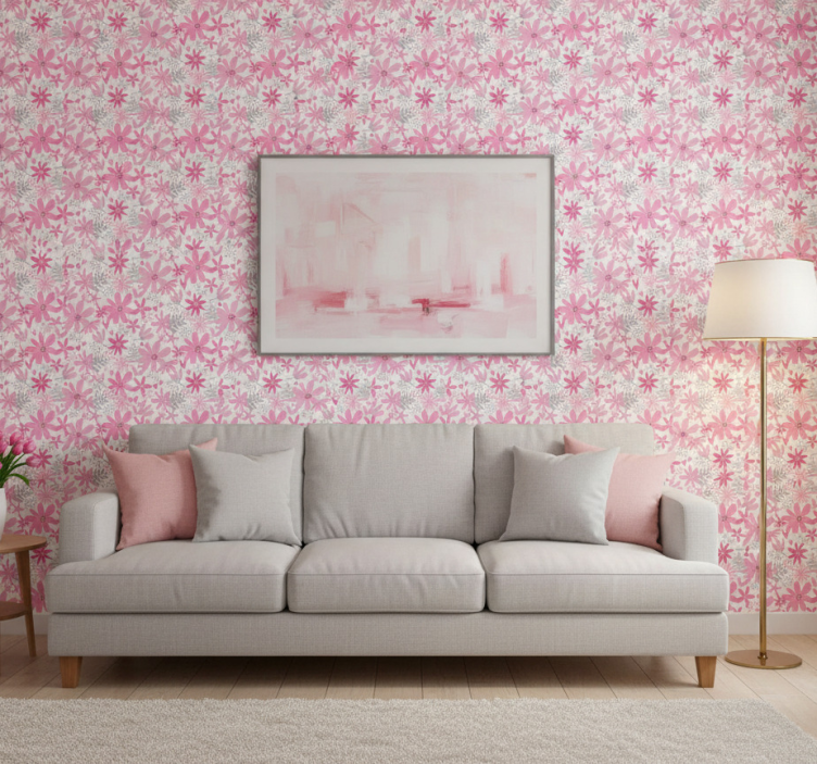 Carta da parati floreale stampa floreale 'yambo' rosa - TenStickers