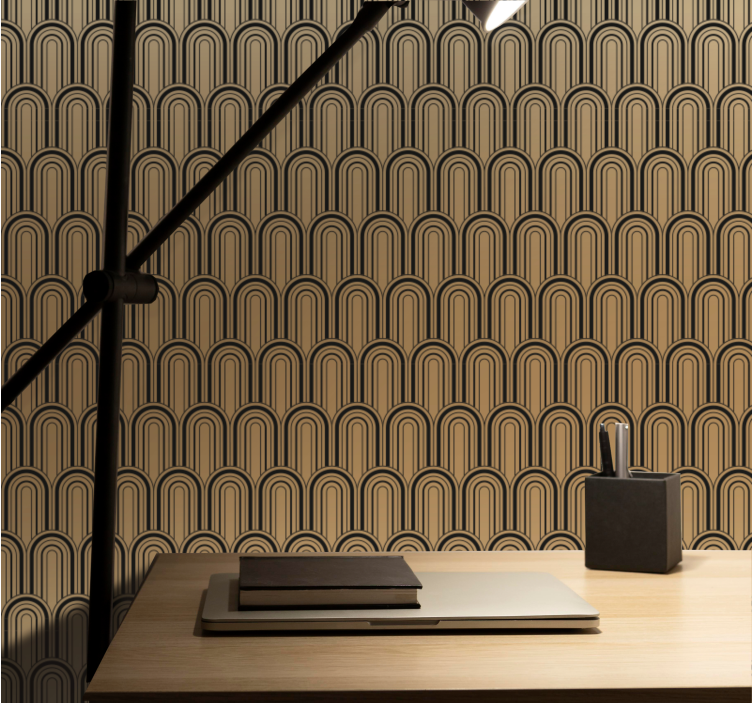 Carta da parati geometrica motivo ad archi marroni - TenStickers