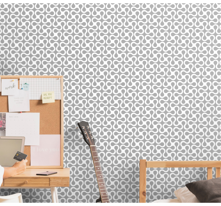 Carta da parati grigia lunghezze d'onda geometriche - TenStickers