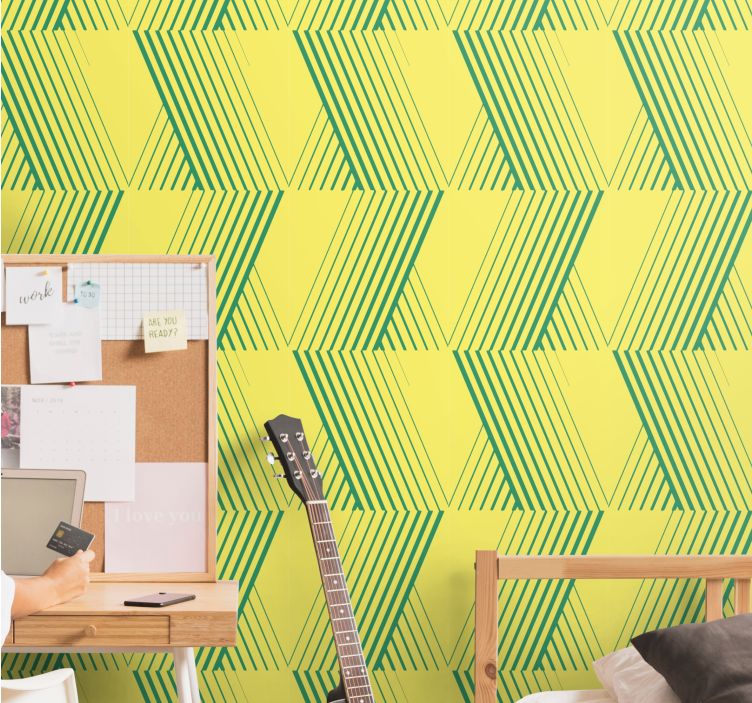Carta da parati geometrica linee a strisce diagonali - TenStickers