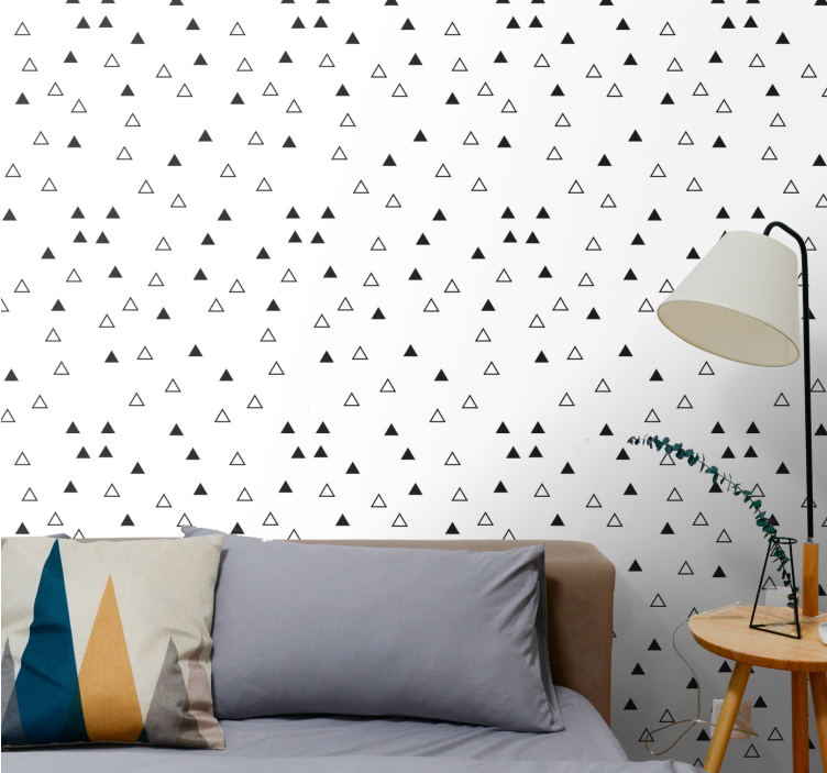 Carta da parati triangoli modello scandinavo bianco e nero - TenStickers