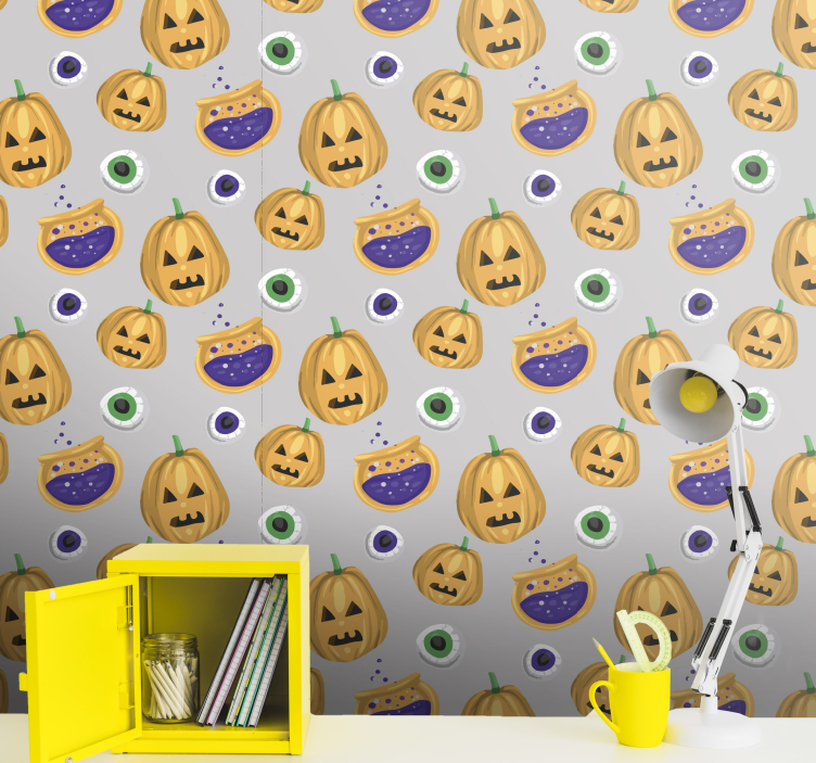 Carta da parati Halloween modello di zucca - TenStickers
