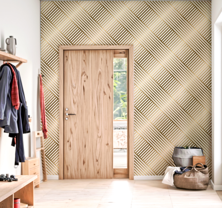 Carta da parati ingresso linee geometriche dorate - TenStickers