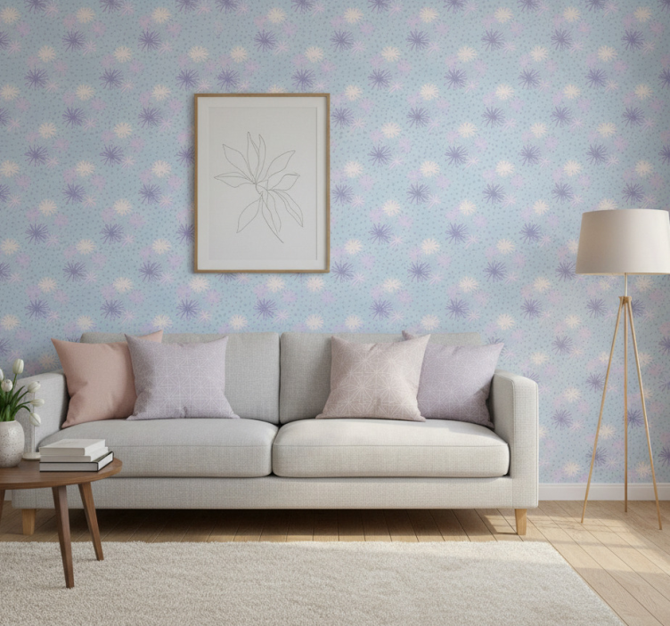 Carta da parati moderna dente di leone con gocce d'acqua - TenStickers