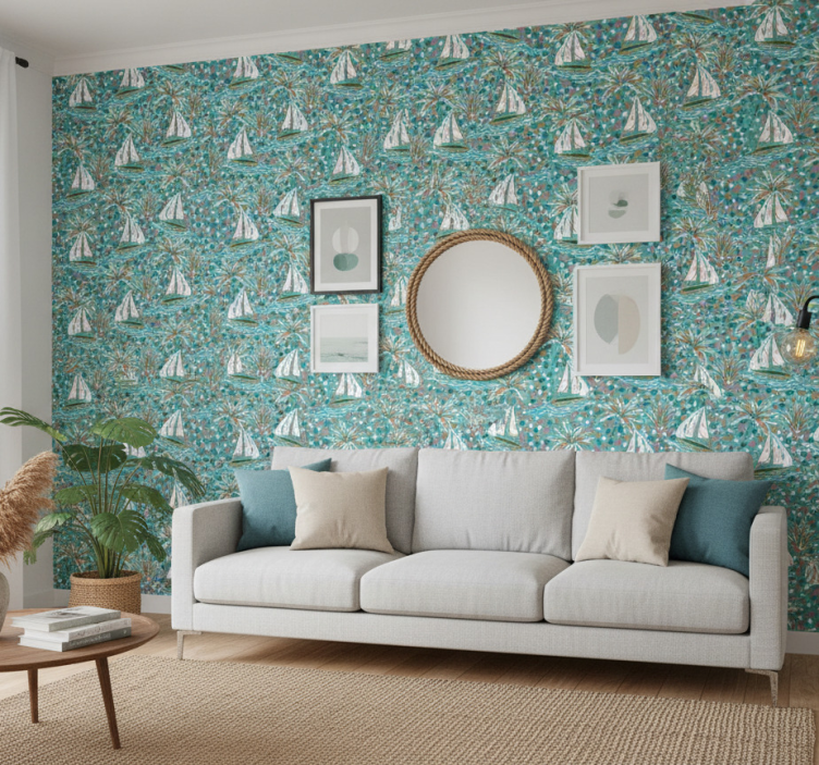 Carta da parati moderna motivo navi acquerello - TenStickers